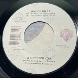Ray Charles A Song For You / I Cant Get Enough 45 Vinyl 90s Soul Warner Bros